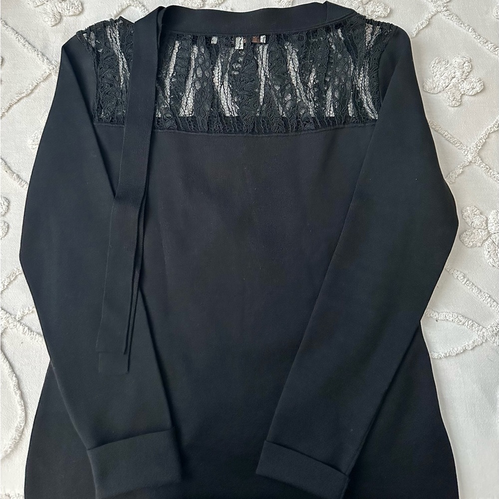 Beautiful Rani Arabella Small Embroidered Black Knit Top.